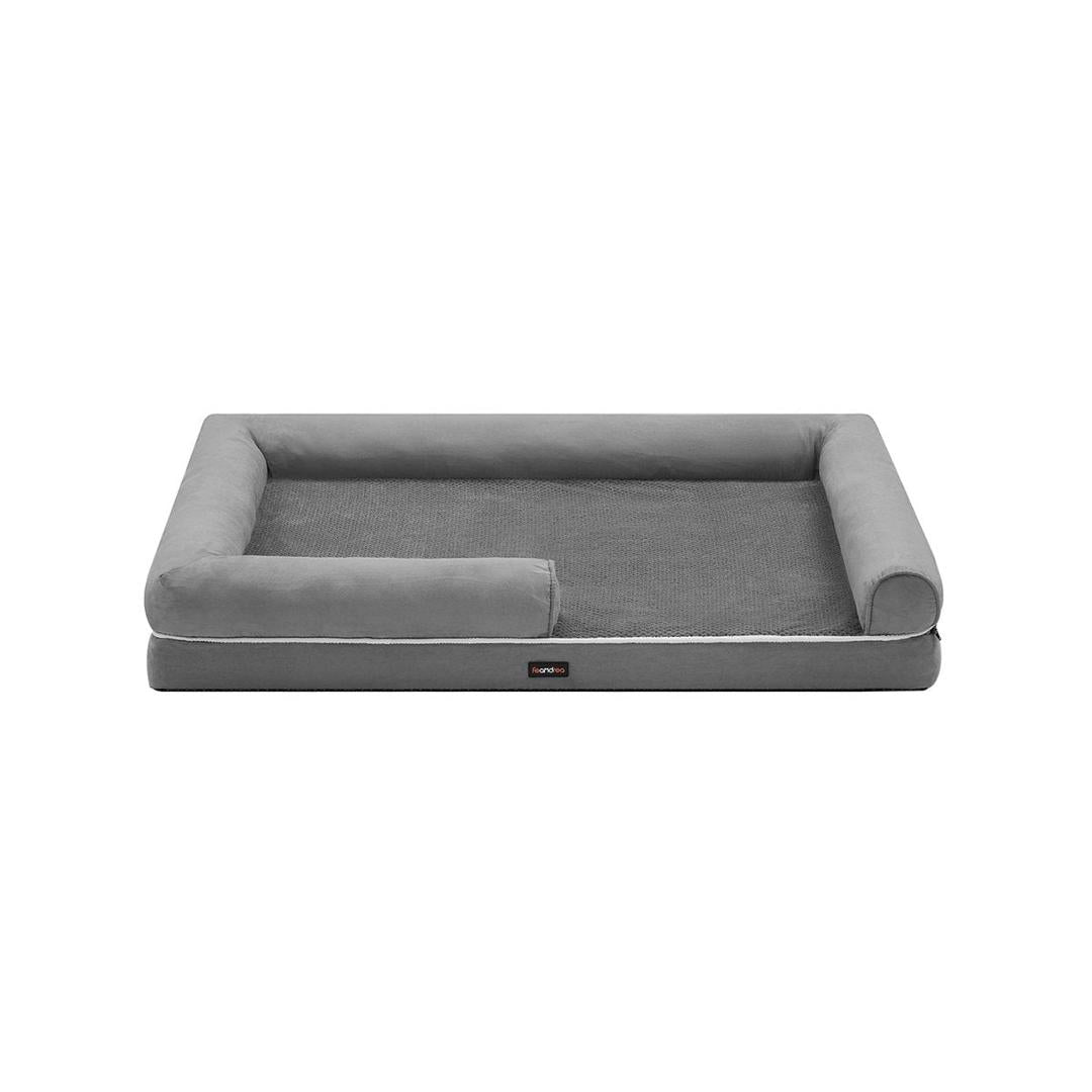 Hondenmand met opstaande randen – 106 x 80 x 25 cm – waterafstotende hoes – lichtgrijs