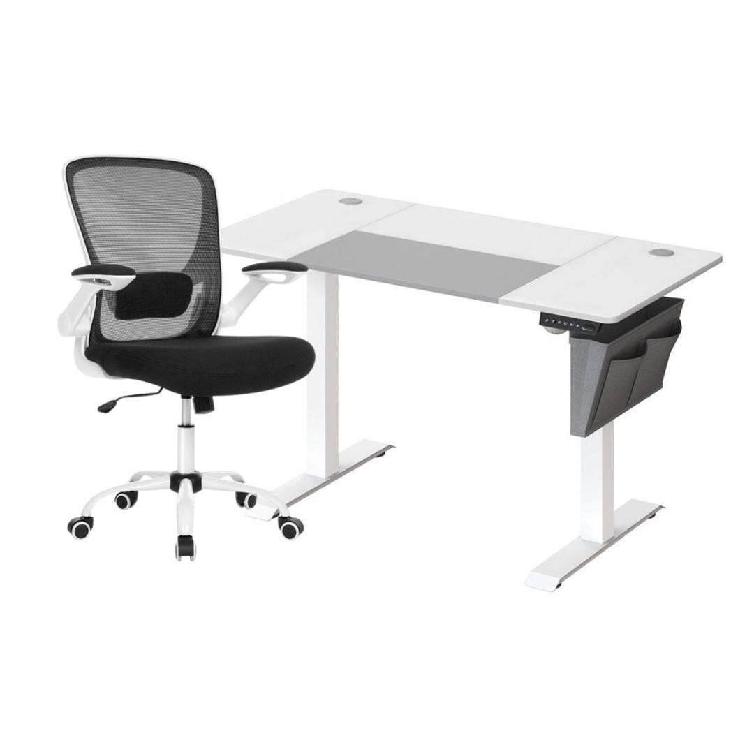 Complete werkplek set – elektrisch zit-sta bureau met geheugenfunctie en ergonomische bureaustoel, in hoogte verstelbaar