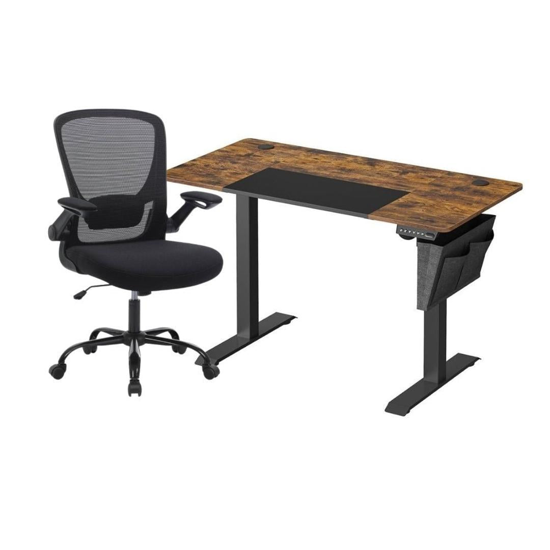 Complete werkplek set – elektrisch zit-sta bureau met geheugenfunctie en ergonomische bureaustoel, in hoogte verstelbaar