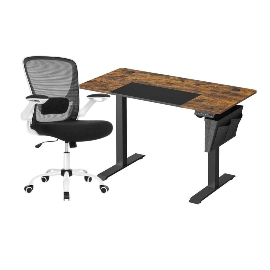 Complete werkplek set – elektrisch zit-sta bureau met geheugenfunctie en ergonomische bureaustoel, in hoogte verstelbaar