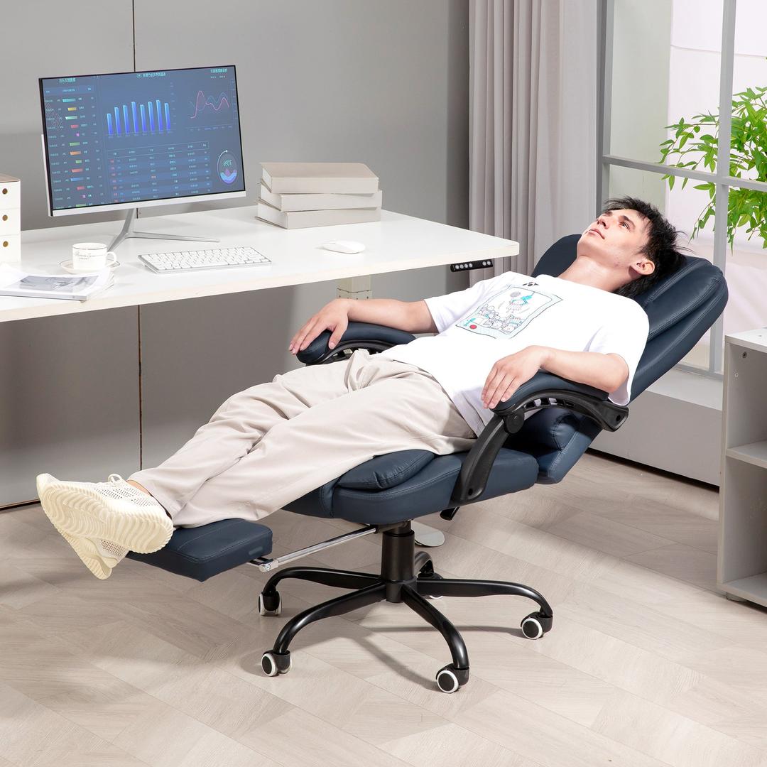Bureaustoel met massagefunctie – 7 massagepunten, in hoogte verstelbaar, draaibaar, met geïntegreerde voetensteun