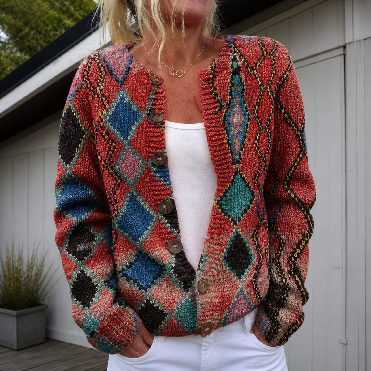 vest in rood – close-up