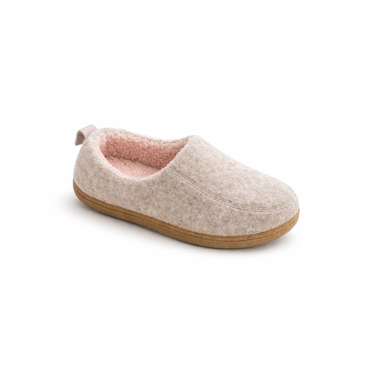 pantoffel in beige roze van traagschuim – achteraanzicht