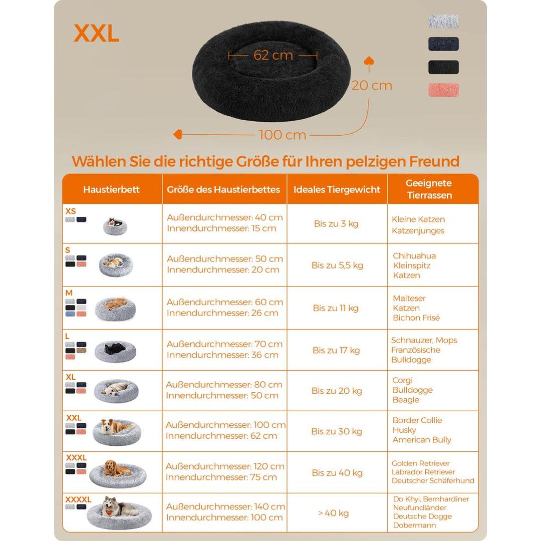 Donut hondenmand met memory foam – extra zacht pluche – afneembare vulling – antislip bodem