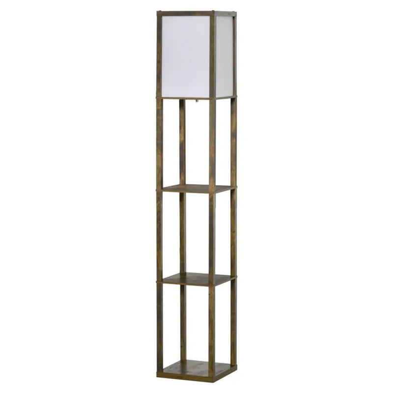 Staande lamp met planken – houten frame – 26 x 26 x 160 cm – zonder lamp