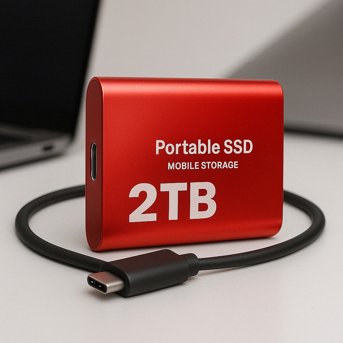ssd in rood – detailfoto van de afwerking