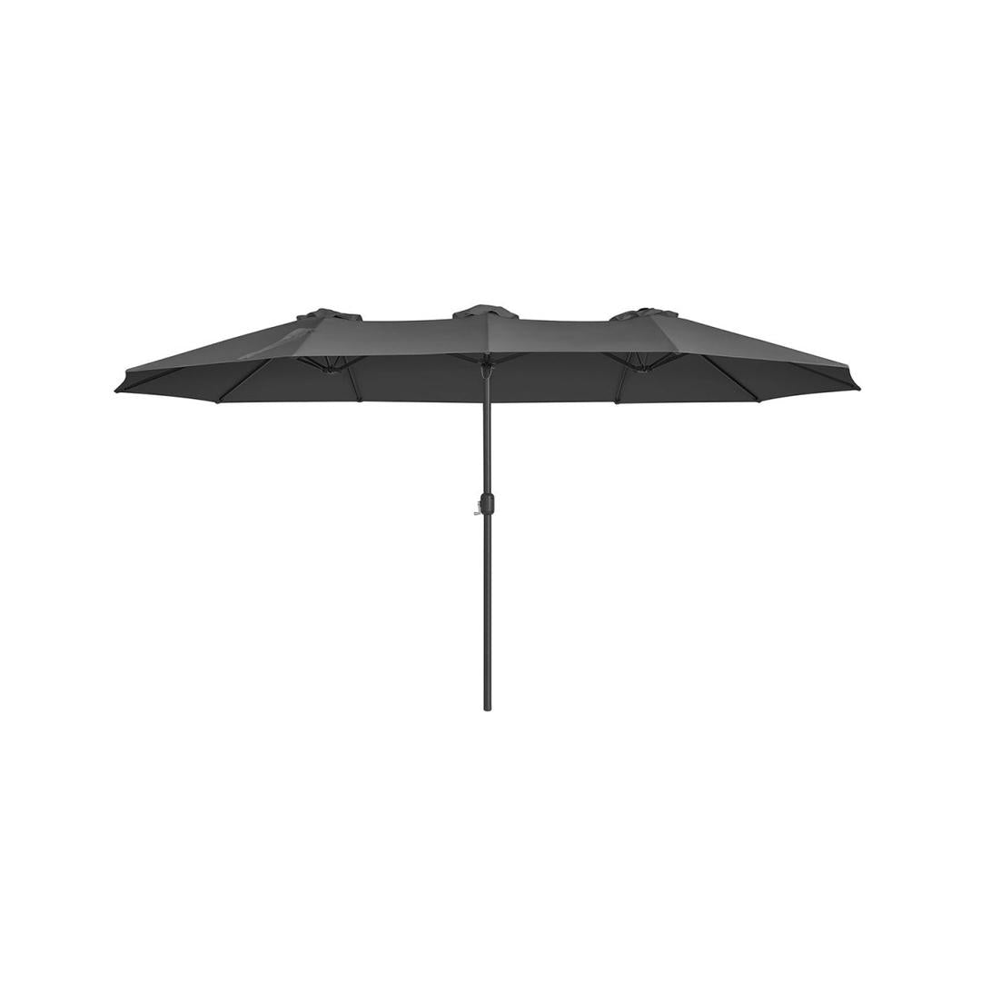 Dubbele parasol 460 x 270 cm – UPF 50+ UV-bescherming – stalen frame Ø48 mm – met slingermechanisme