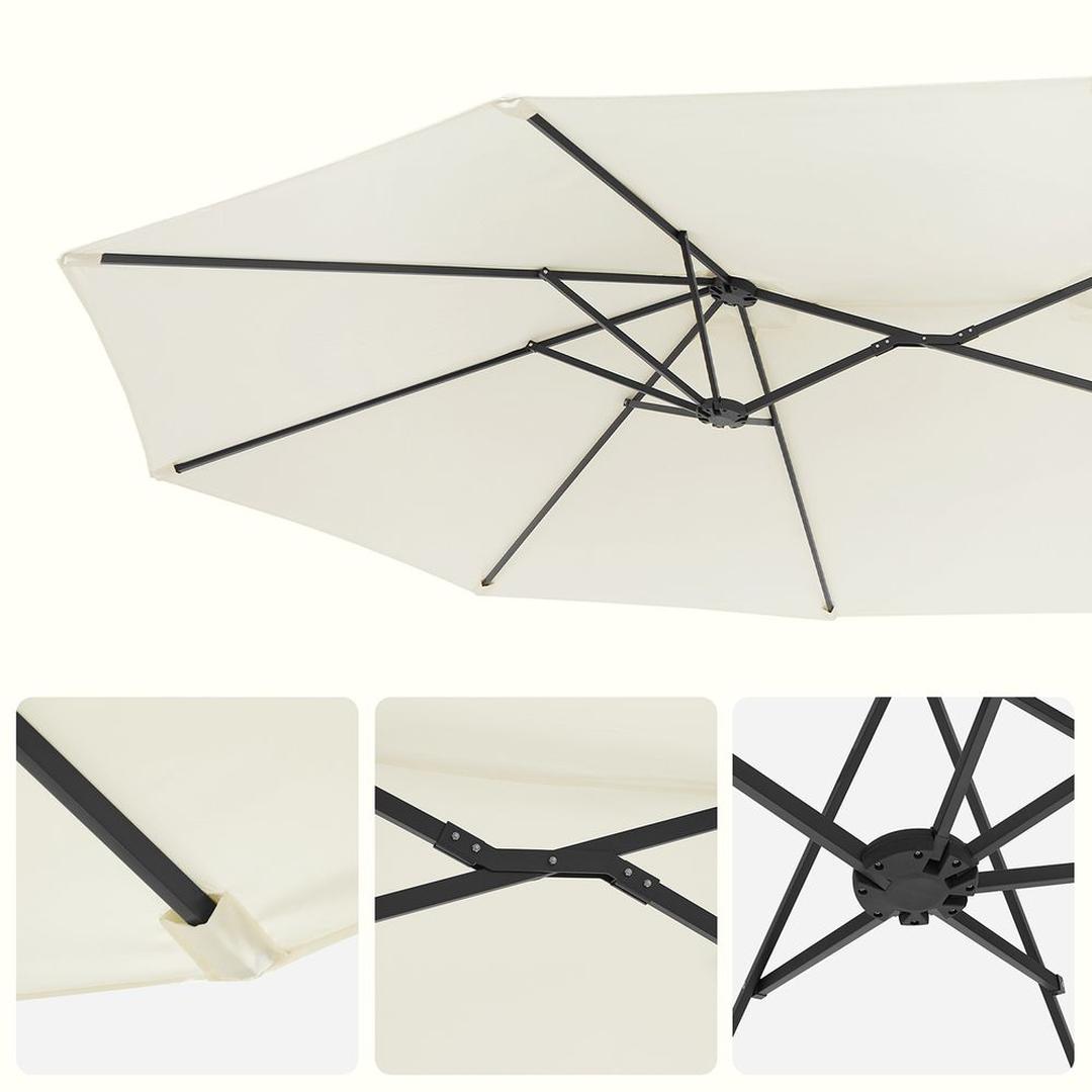 Dubbele parasol 460 x 270 cm – UPF 50+ UV-bescherming – stalen frame Ø48 mm – met slingermechanisme
