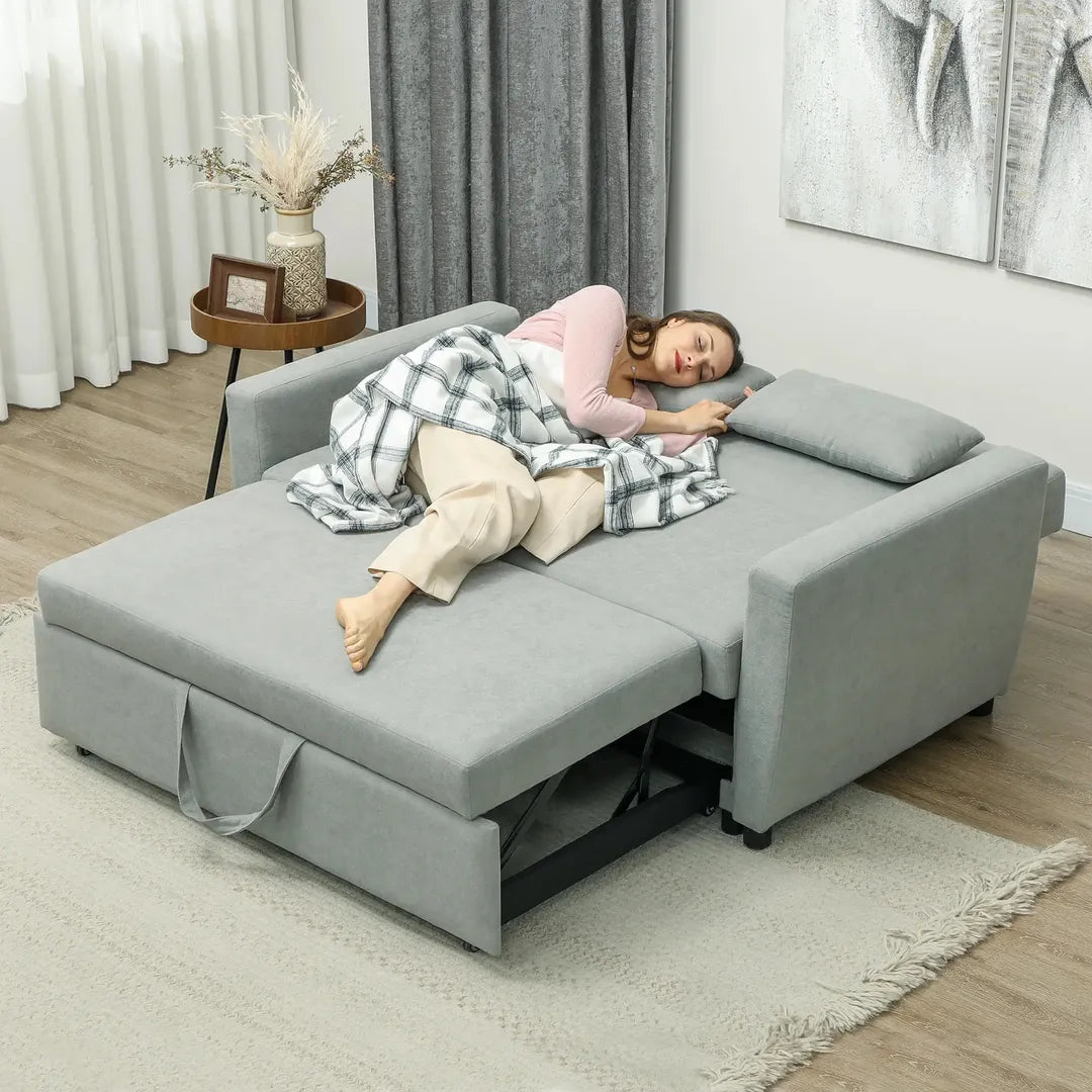 Slaapbank 2-Zits – Uitklapbaar – Houtframe – Donkergrijs – 155 × 90 × 88,5 cm – Max. 200 kg