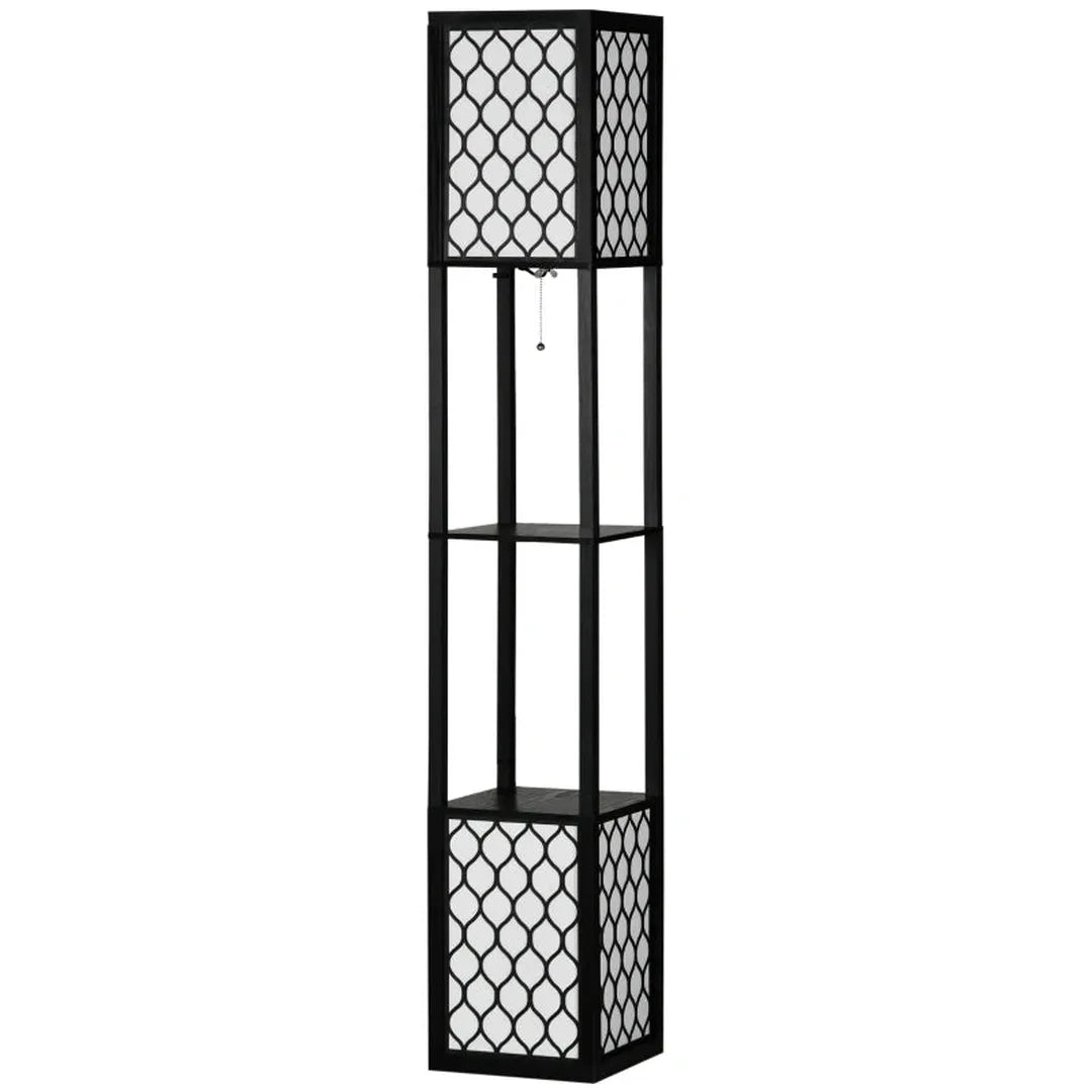 Staande lamp met 2 planken – modern design – trekschakelaar – 26 x 26 x 156 cm