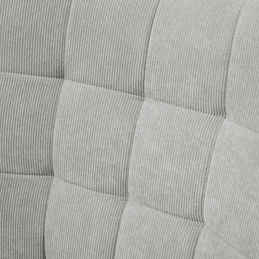 Fauteuil met Hocker – Relaxstoel in Cordstof met Armleuningen en Houten Poten, Grijs, voor Woonkamer