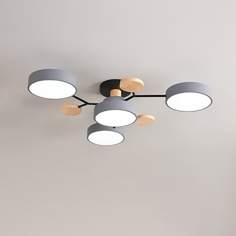 Elvara plafondlamp van ijzer, acryl, hout – achteraanzicht
