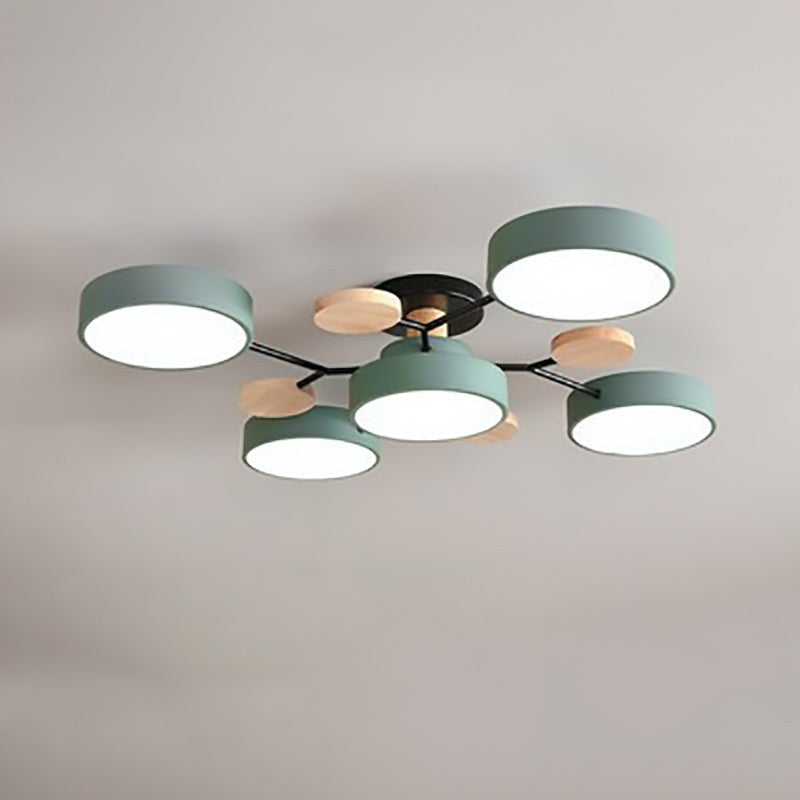 Elvara plafondlamp van ijzer, acryl, hout – vooraanzicht