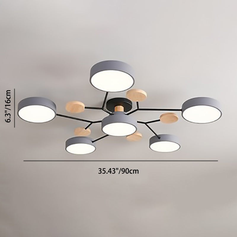 Elvara plafondlamp van ijzer, acryl, hout – van bovenaf gezien