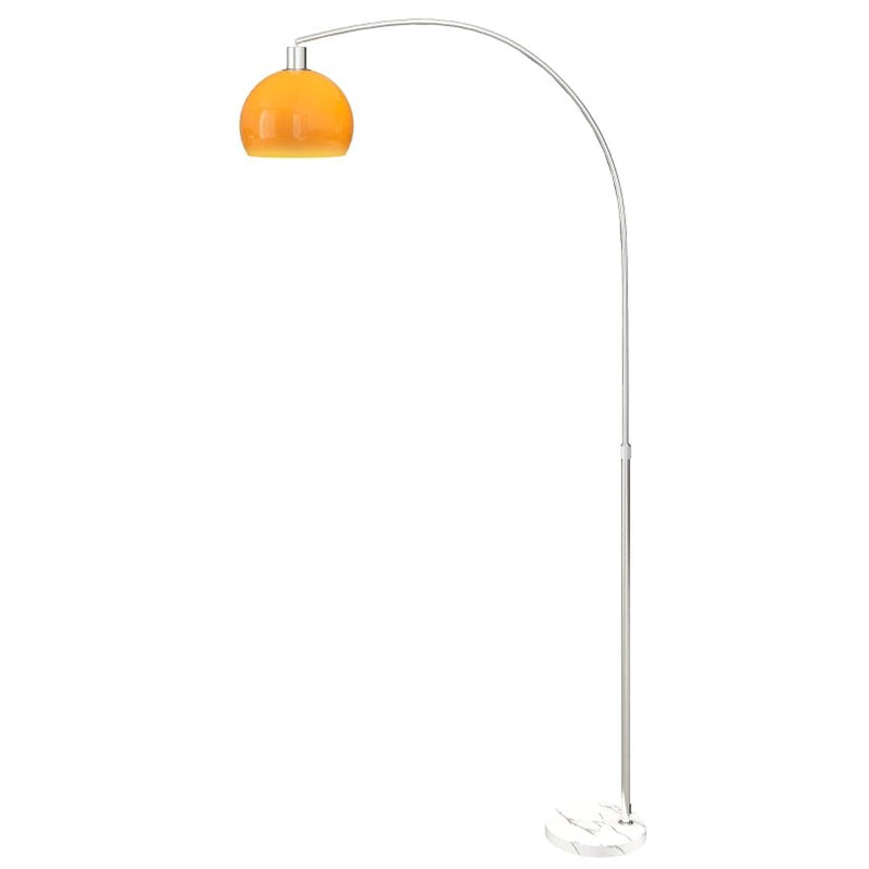 Boogstaande lamp met voetschakelaar – marmeren voet – metalen frame – 26 x 90 x 180 cm –Geel