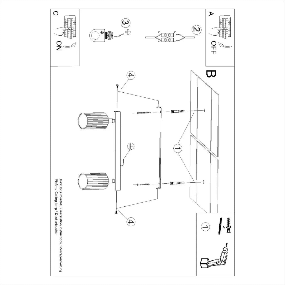 Beige Plafondlamp KARBON met 2 Lichtpunten – Moderne Lamp voor Woonkamer, Keuken of Hal