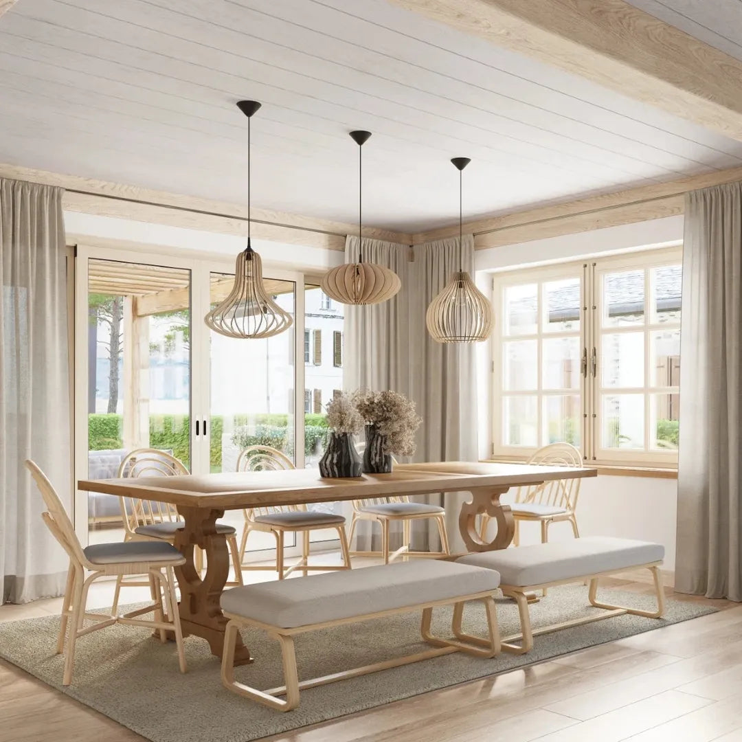 Houten Hanglamp APRILLA – Natuurlijke Sfeerverlichting voor Woonkamer, Eetkamer of Slaapkamer