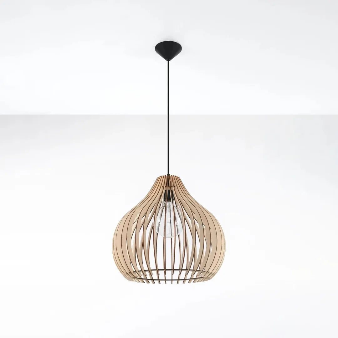Houten Hanglamp APRILLA – Natuurlijke Sfeerverlichting voor Woonkamer, Eetkamer of Slaapkamer
