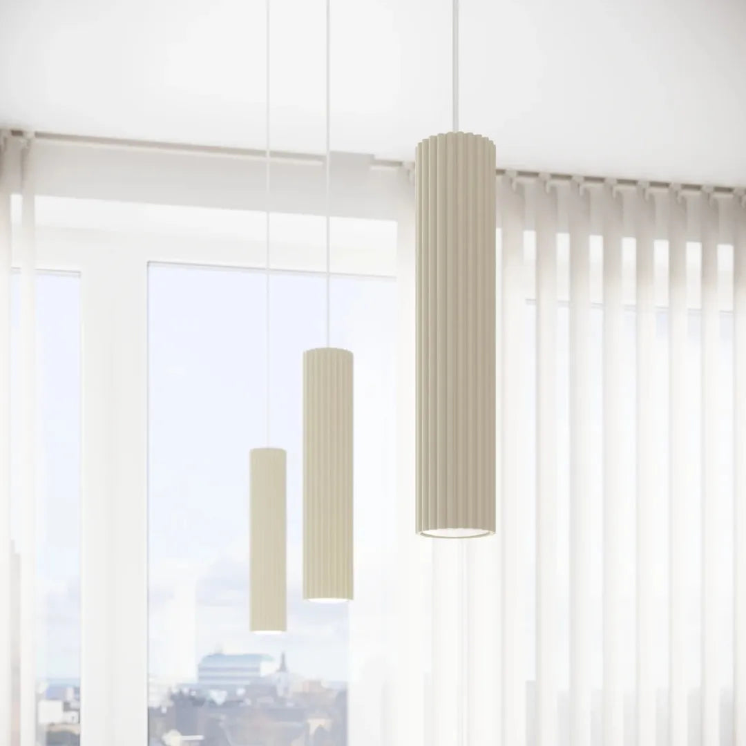 Beige Hanglamp KARBON met 1 Lichtpunt – Moderne Plafondlamp voor Eetkamer, Keuken of Hal