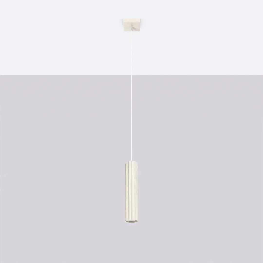 Beige Hanglamp KARBON met 1 Lichtpunt – Moderne Plafondlamp voor Eetkamer, Keuken of Hal