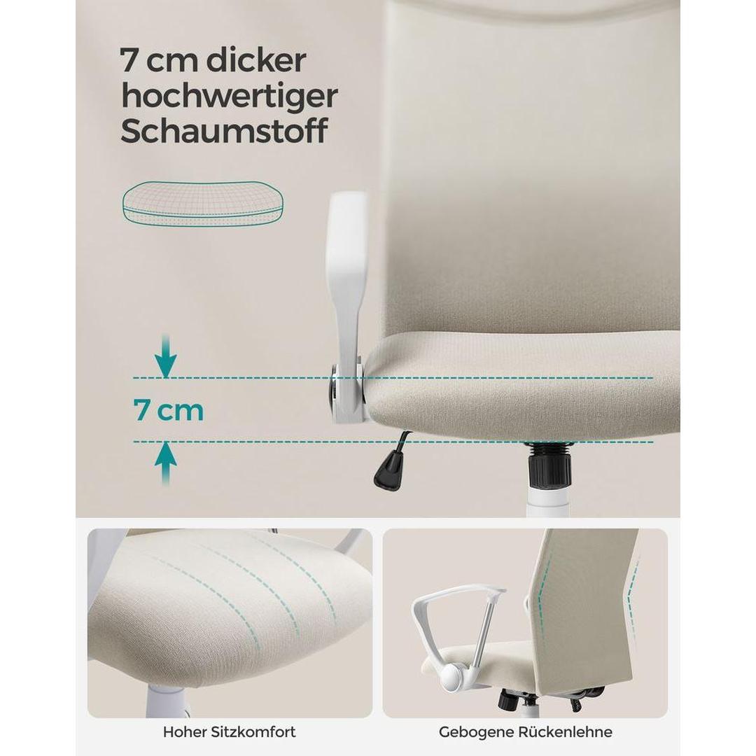 Ergonomische bureaustoel met comfortabele stofbekleding – verstelbare kantoorstoel – steun voor rug en nek