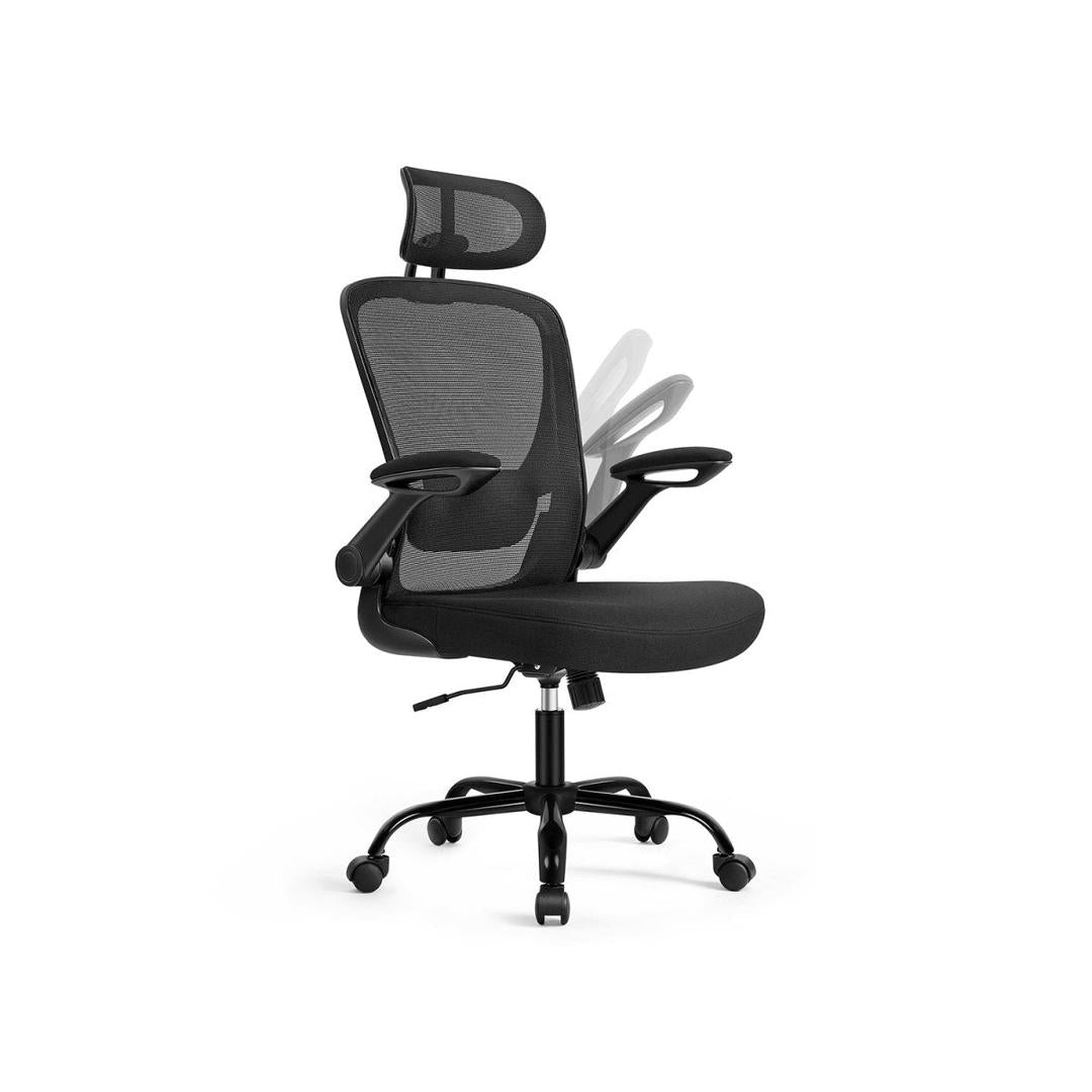 Ergonomische bureaustoel met hoofdsteun – verstelbare rugleuning – comfort en ondersteuning – zwart