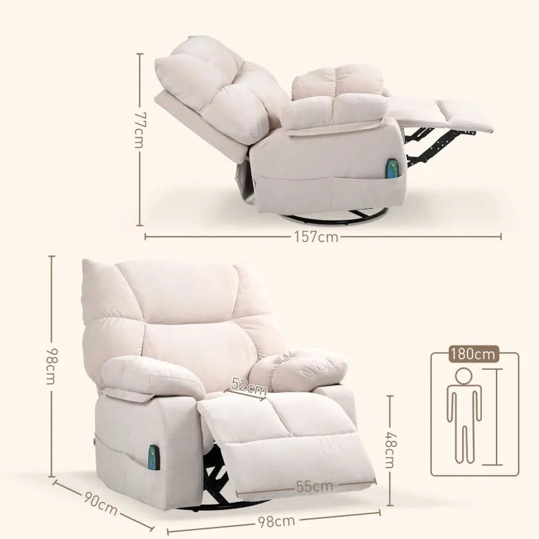 Massagestoel met warmte- en kantelfunctie – draaibaar – metalen frame – max. 150 kg – 98 x 90 x 98 cm