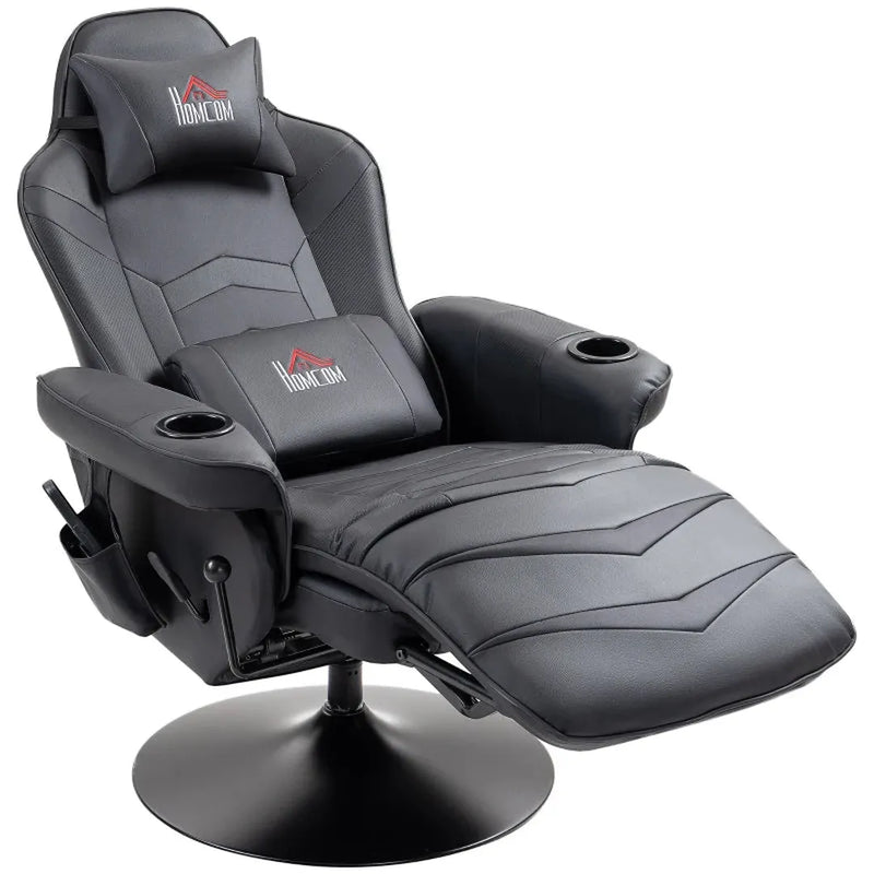 Gamingstoel met massagefunctie – verstelbare rugleuning – voetsteun – staalframe – kunstleer – max. 120 kg