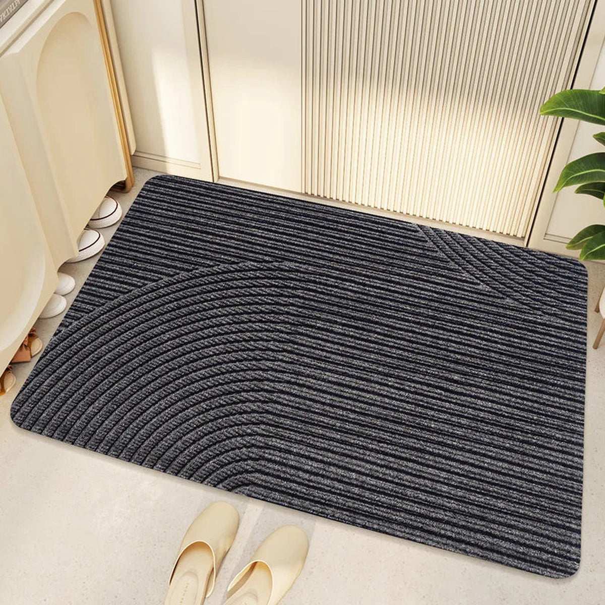 deurmat in blauw van pvc – van bovenaf gezien
