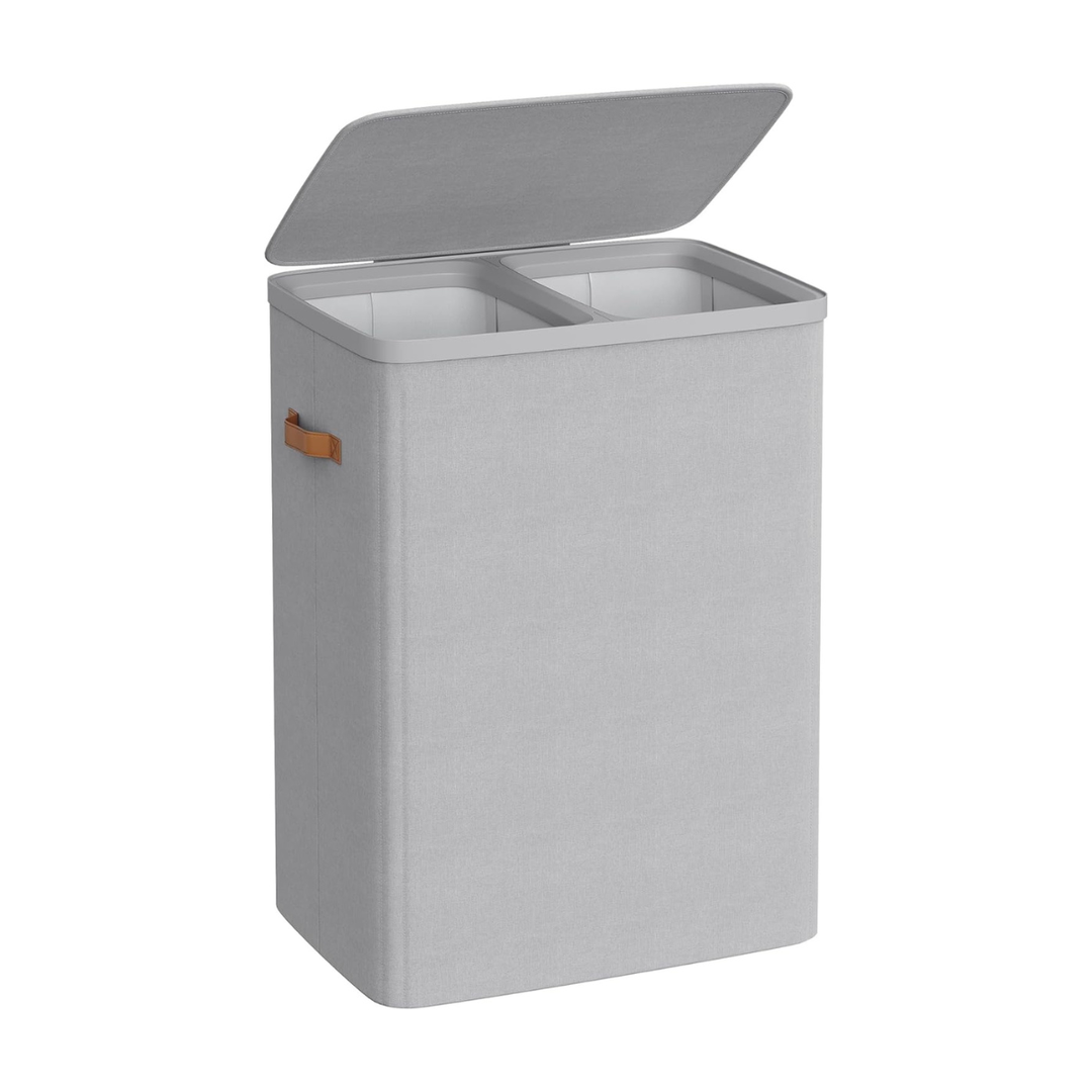 Wasmand met 2 compartimenten – 170 liter – met deksel en handgrepen