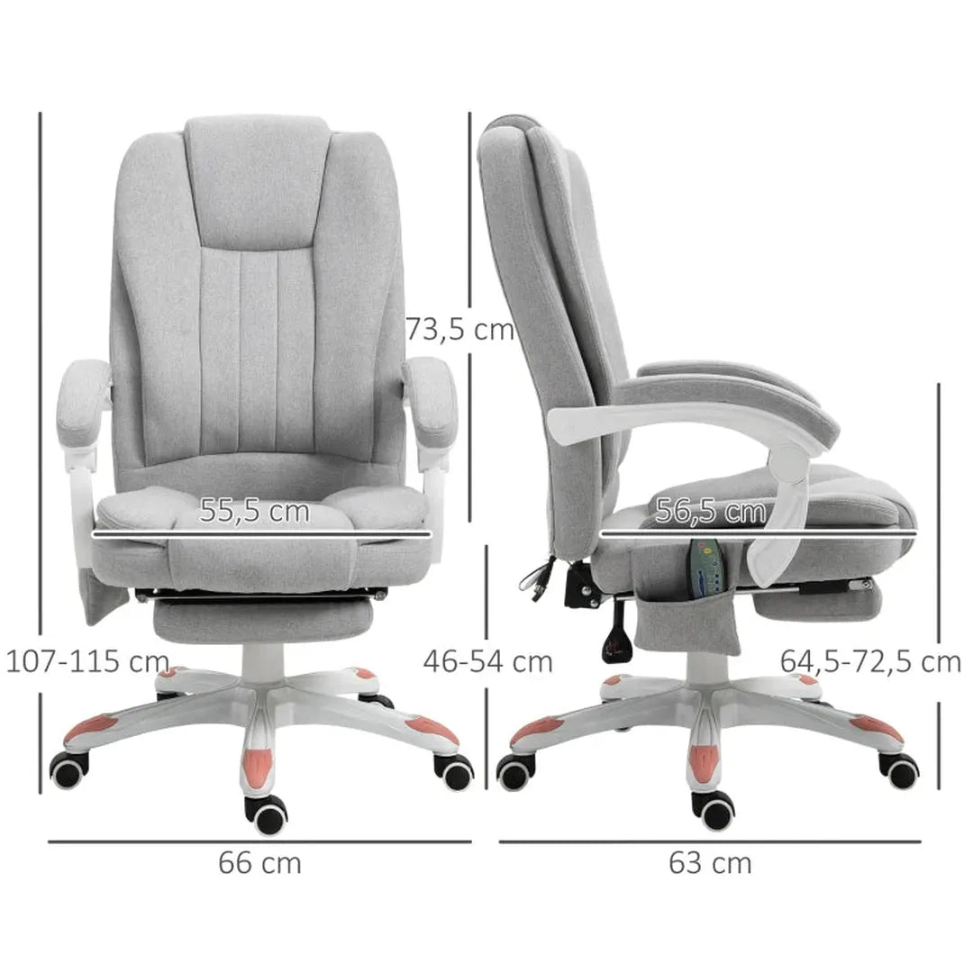 Bureaustoel met massagefunctie – gaming- en kantoorstoel – polyester en schuim – nylon onderstel – zwart
