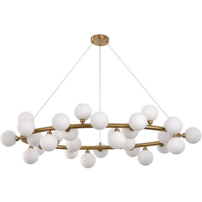 Hanglamp met witte glazen kelken – modern design – gouden messing frame – 60 x 40 x 30 cm