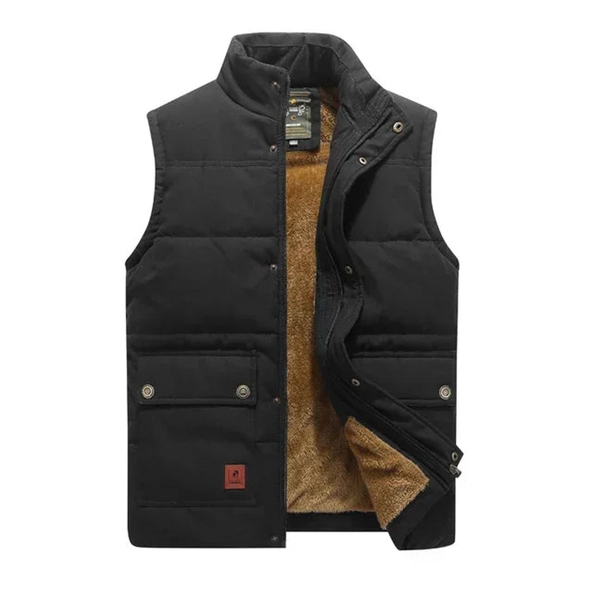 bodywarmer in zwart – detailfoto van de afwerking