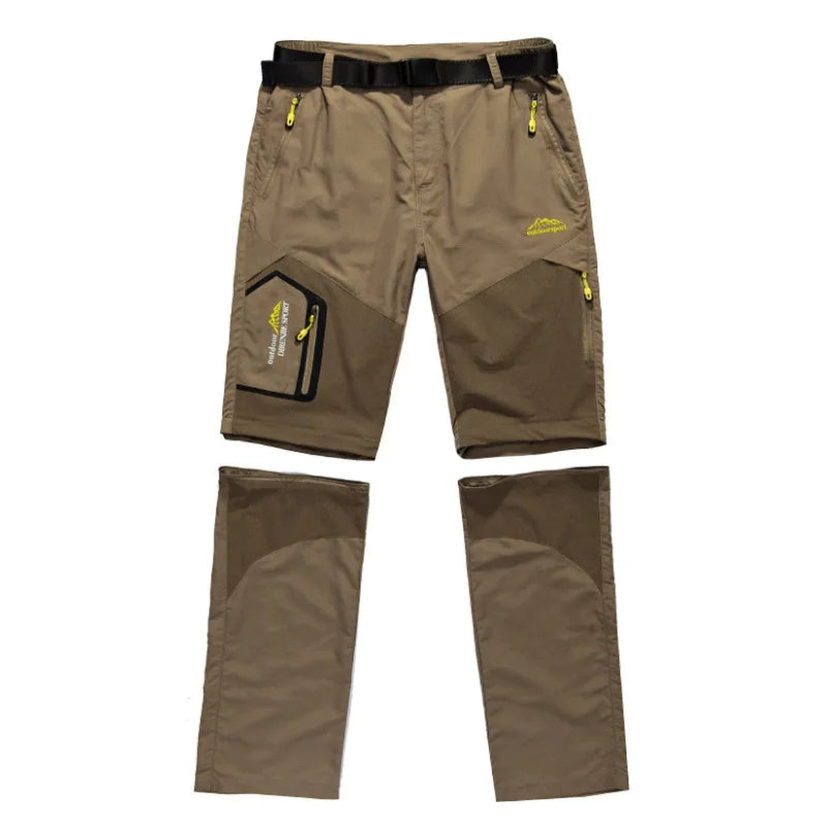 outdoorbroek in kaki – van bovenaf gezien