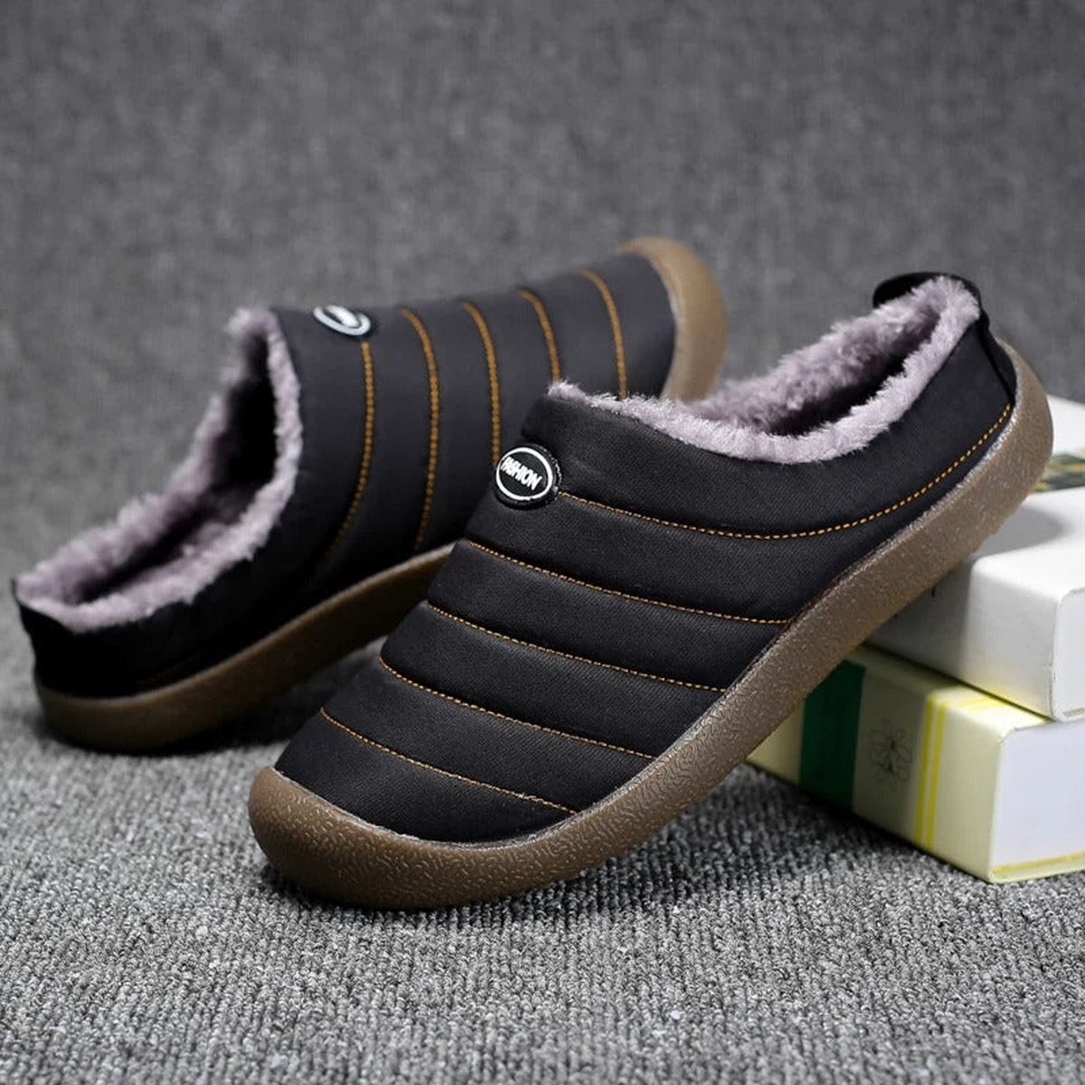 pantoffel – detailfoto van de afwerking
