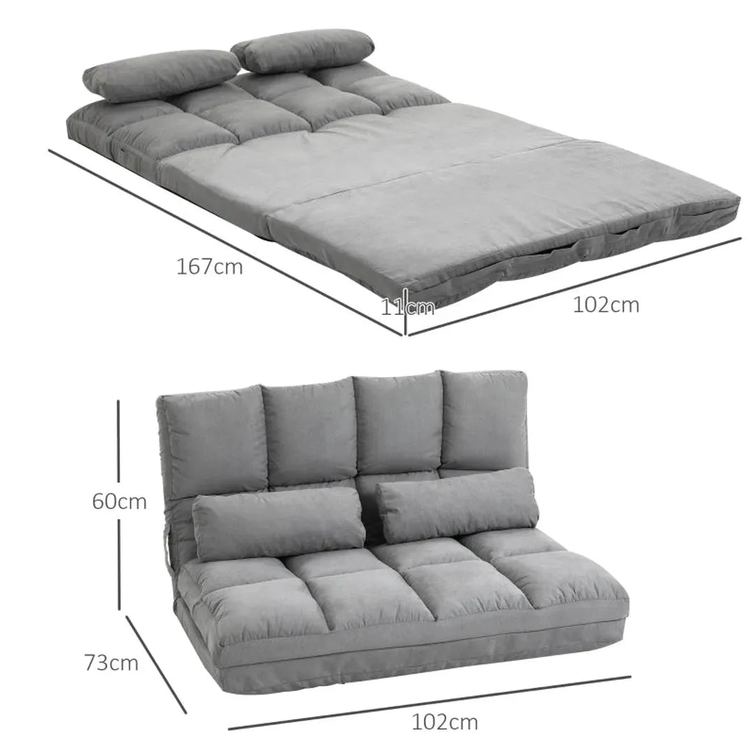 Slaapbank – Opvouwbaar Bodemsofa met Verstelbare Rugleuning – 102 x 73 x 60 cm – Blauw