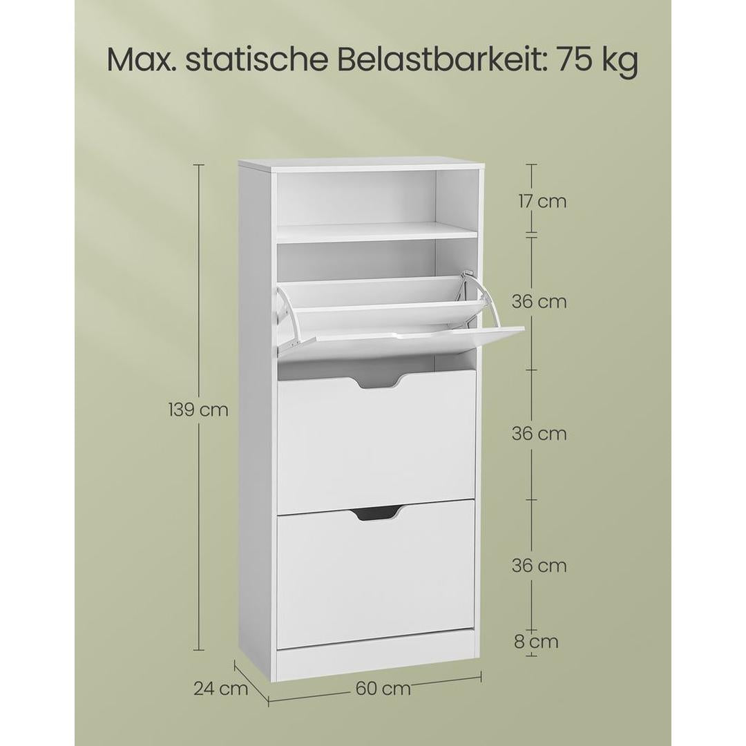 Hoge Schoenenopbergkast met Meerdere Vakken – Slank Formaat – Modern en Tijdloos Ontwerp