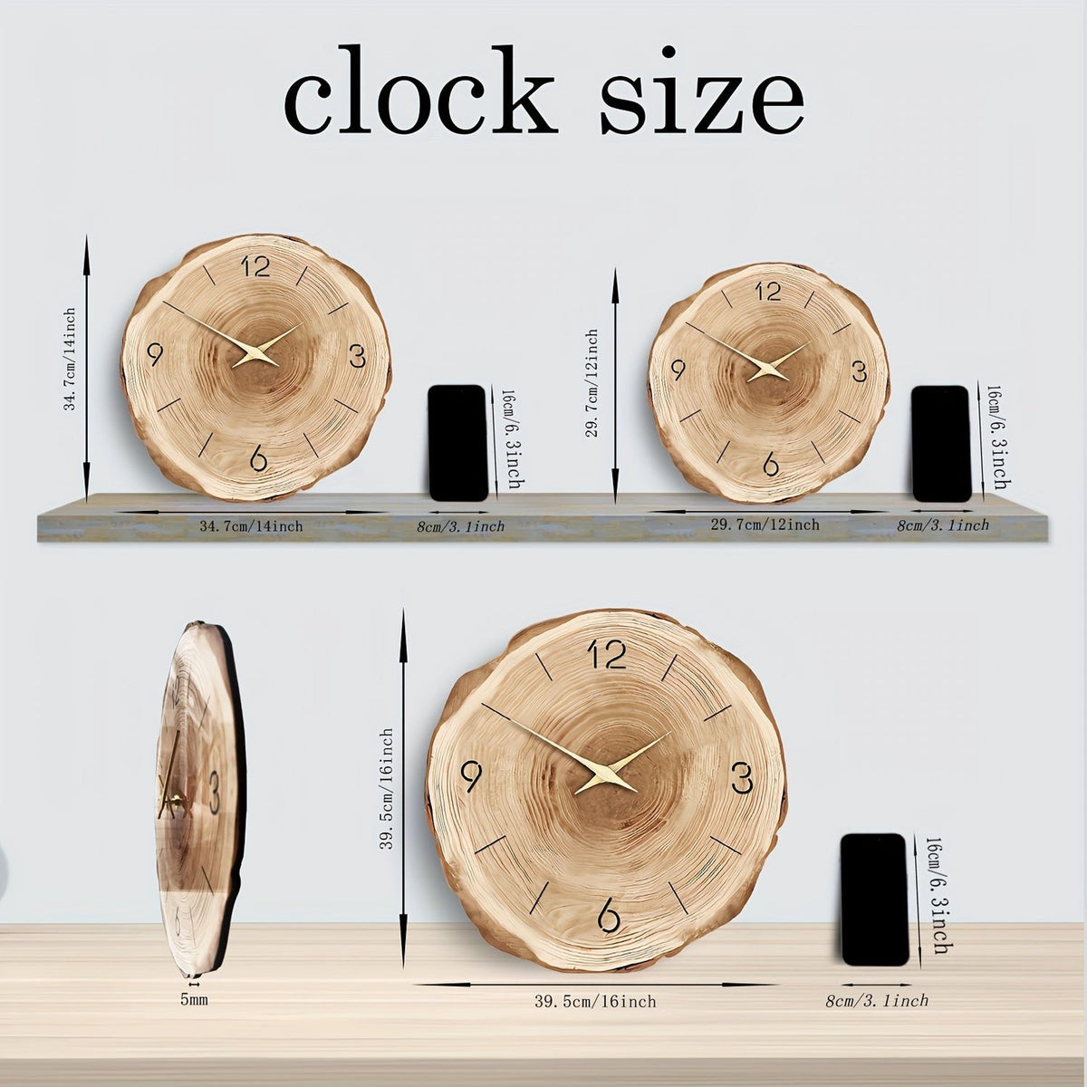 wandklok van hout – van bovenaf gezien