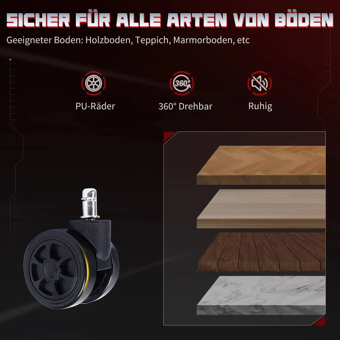 Ergonomische gamingstoel met 3D-armleuningen – verstelbare rugleuning, lendensteun en wielen, grijs