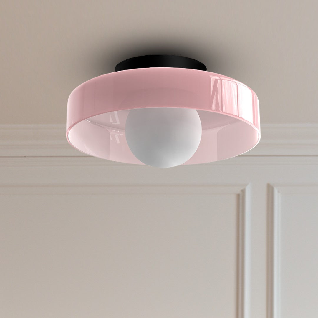 Ivarda plafondlamp in oranje van glas – vooraanzicht