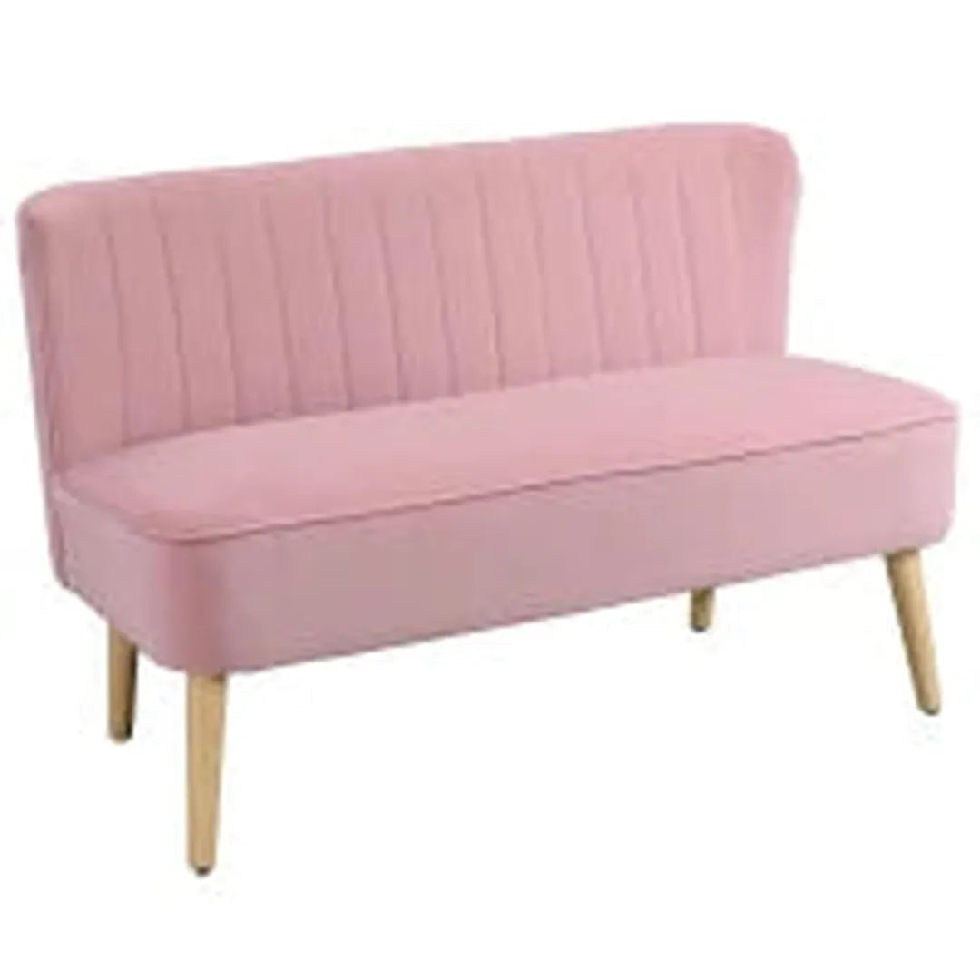 2-zits stoffen bank – gestoffeerd met fluweelachtig polyester – donker groen – houtframe – 117 x 56,5 x 77 cm