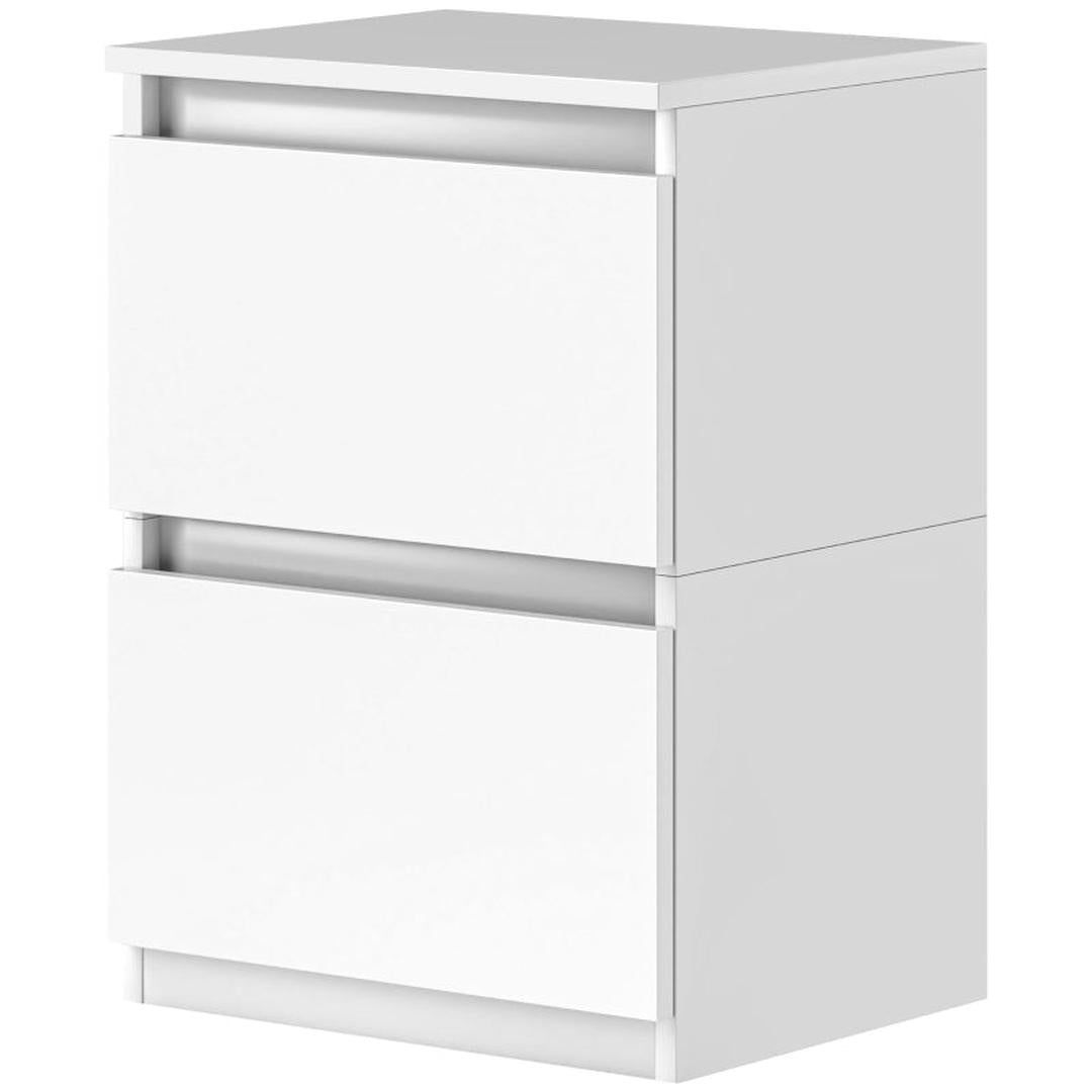 Nachtkastje met 2 lades – Bijzettafel met opbergruimte – Wit – Voor slaapkamer of woonkamer