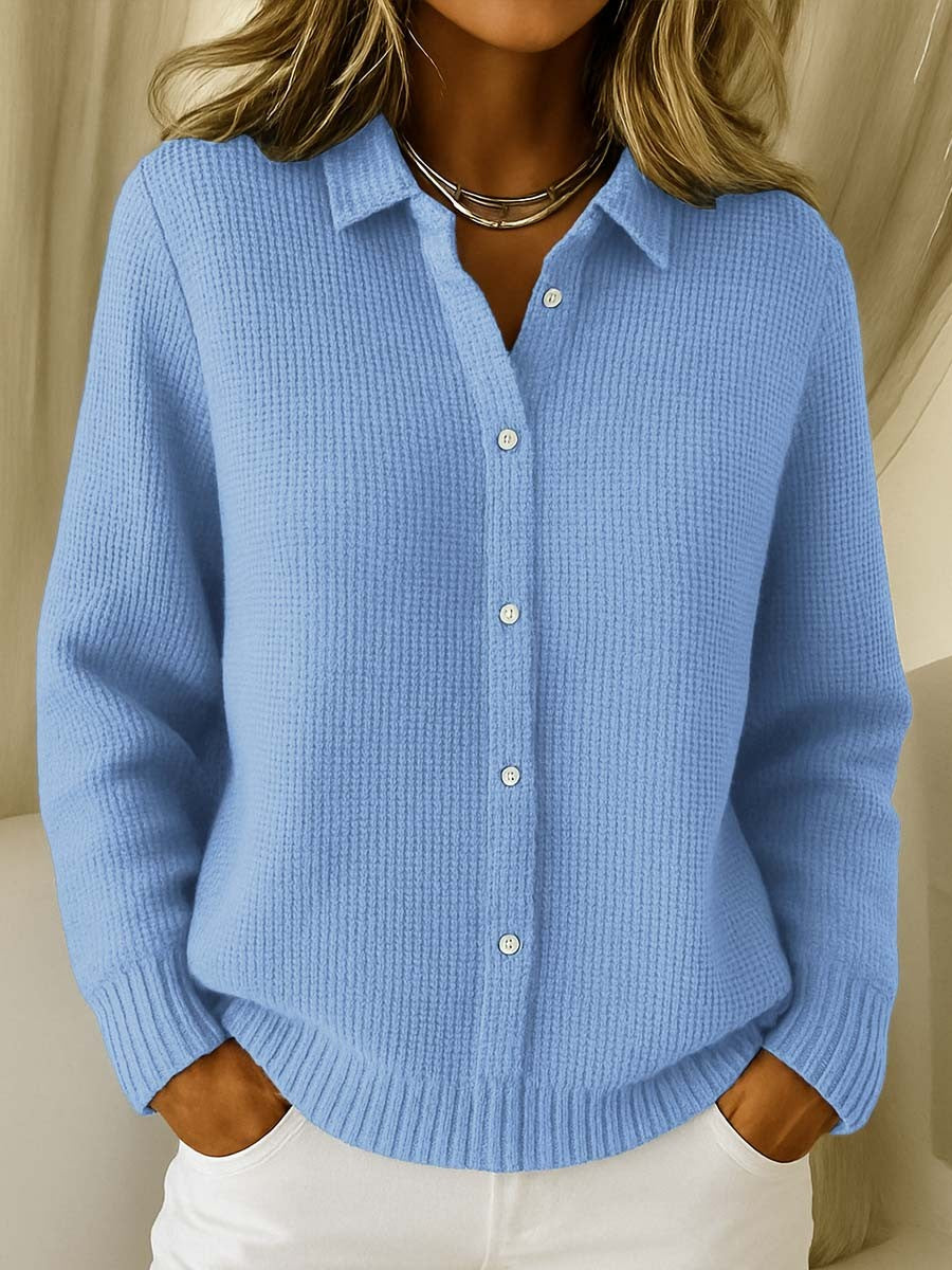 Kalmar vest in blauw van katoen – vooraanzicht