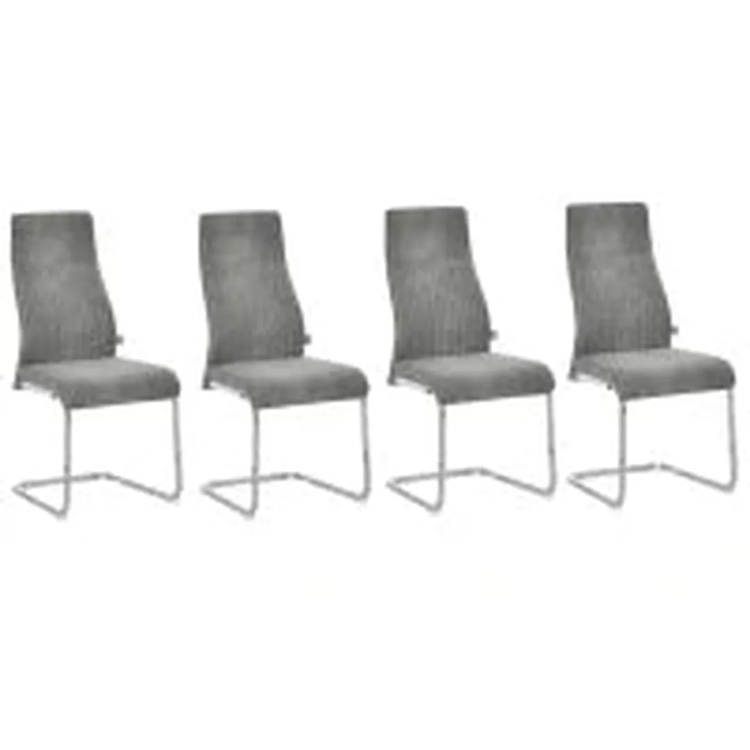 Eetkamerstoelen Set van 4 – Grijs – Mikrofaser – 45 x 61 x 98 cm – Sledeframe Design voor Keuken of Eetkamer