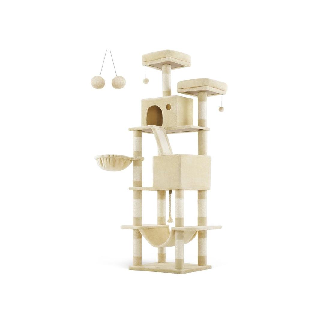 Krabpaal – 206 cm hoog – met ligplaatsen en speelzones voor katten