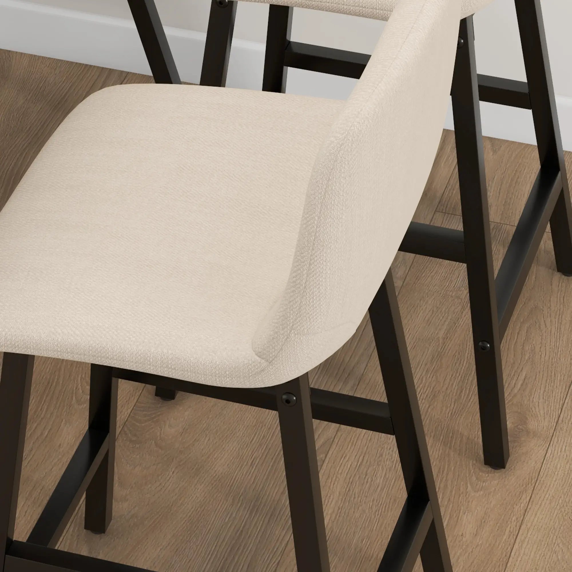 Barkrukset met Tafel – Industrieel Design, 2 Barkrukken met Stiksels, Lichtgrijs, 120 x 60 x 91 cm