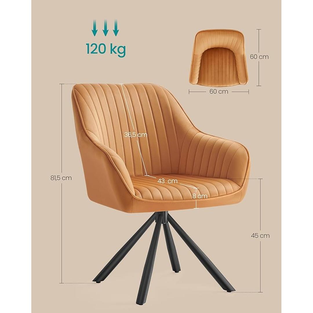 Luxe Eetkamerstoel met Armleuningen – 360° Draaibaar – Comfortabele Draaistoel voor Eetkamer of Keuken