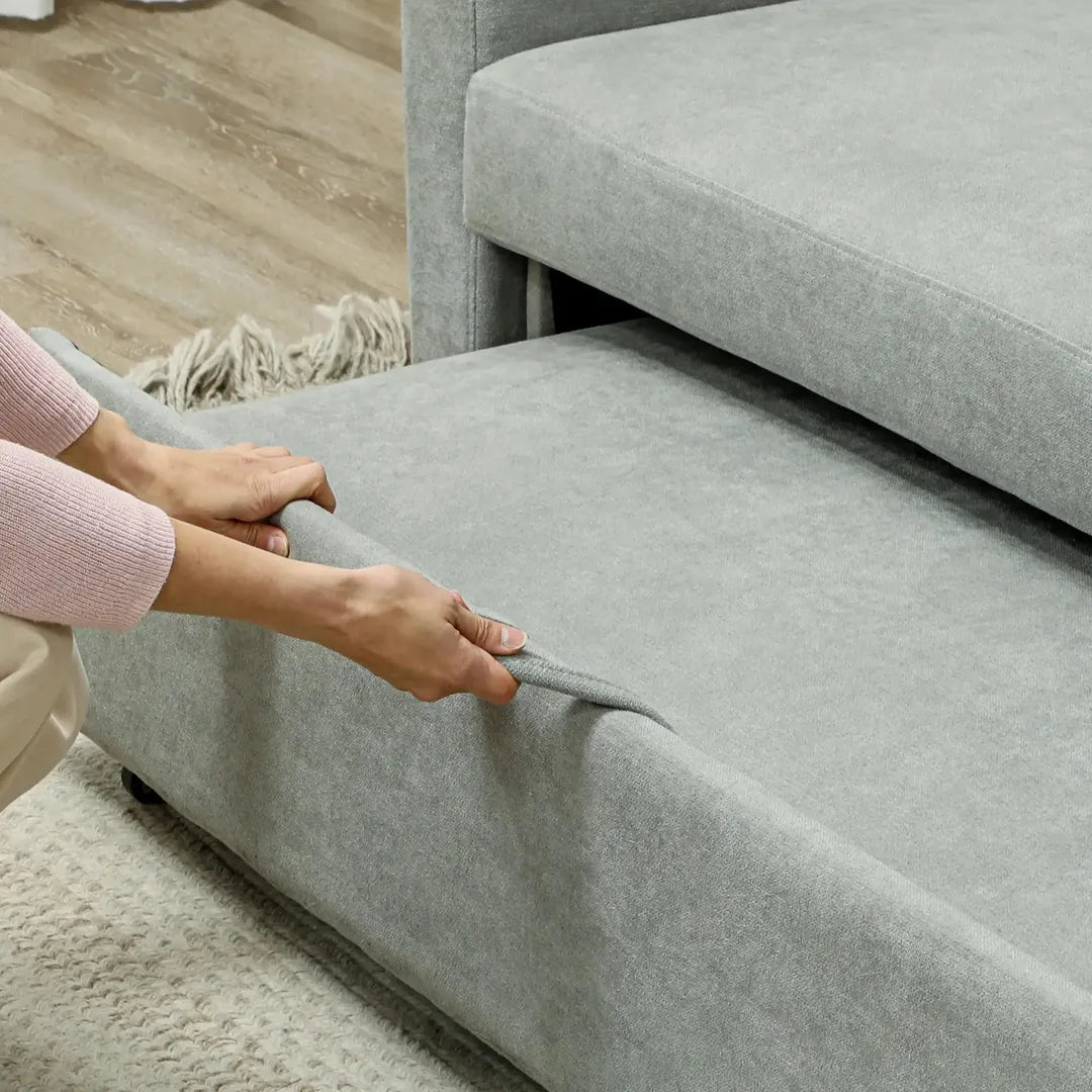 Slaapbank 2-Zits – Uitklapbaar – Houtframe – Donkergrijs – 155 × 90 × 88,5 cm – Max. 200 kg