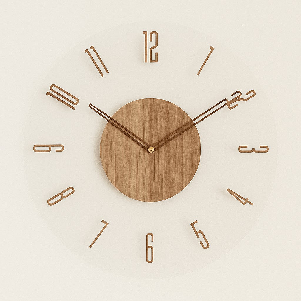 Marric wandklok van e0 quality hout – sustainable and free of harmful substances – zijaanzicht