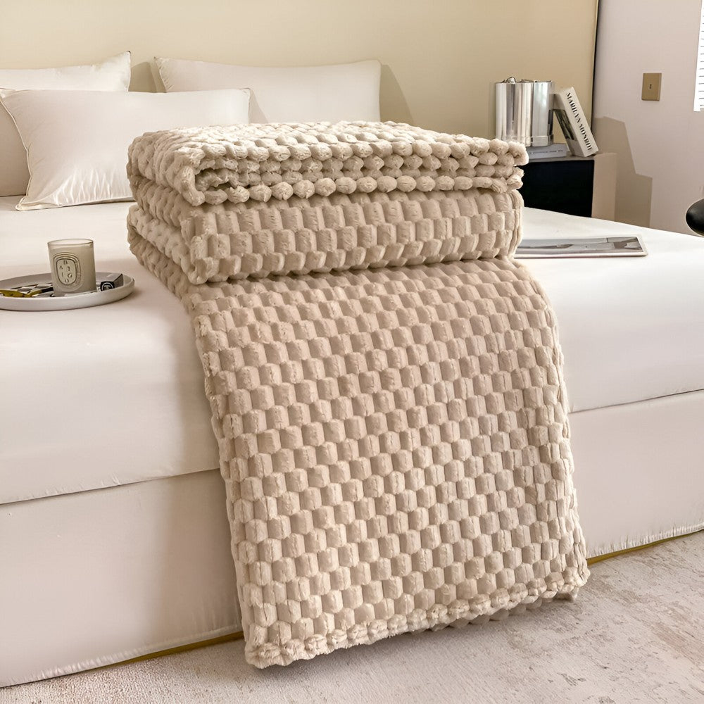 Meldra plaid van polyester – in een woonkamer
